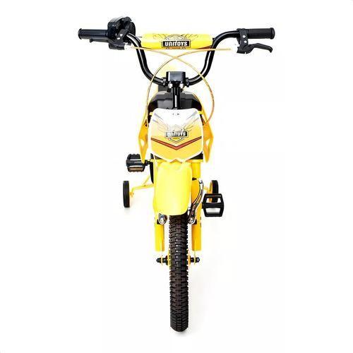 Bicicleta Infantil Aro 14 Amarela Com Som de Moto e até 50KG